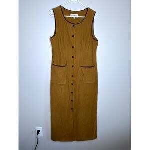 Orvis Brown Sleeveless Button-Down Dress